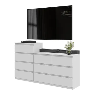 Zdjęcie produktu dla Komoda 160 Cm Biały Mat 10 Szuflad Zestaw Dwóch Komód, Salon