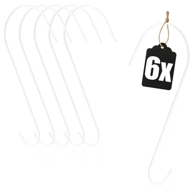 Produktbild von com four® 6x S Haken aus Metall für Heizkörper Verdunster, Doppelhaken weiß