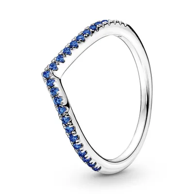 Produktbild von Wishbone Damenring von PANDORA aus 925er Silber mit blauen Zirkonia