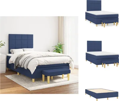 Produktbild von vidaXL Boxspringbett mit Matratze Blau 120x200 cm Stoff -  Betten & Bettgestelle