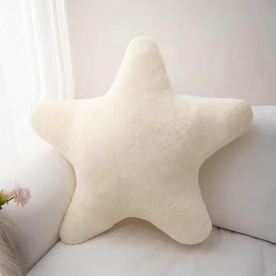 Produktbild von Sternförmiges Kissen 60 cm – Weiches Plüsch-Dekokissen – Großes Niedliches Sternkissen für Bett, Sofa & Kinderzimmer – Dekoratives Kissen – Weiß