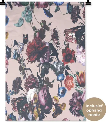Produktbild von MuchoWow® Wandteppich Wandbehang Blumen - Muster - Vintage 60x90 cm Tapisserie Dekoration Wandtuch - Foto-Teppich - Abwaschbar