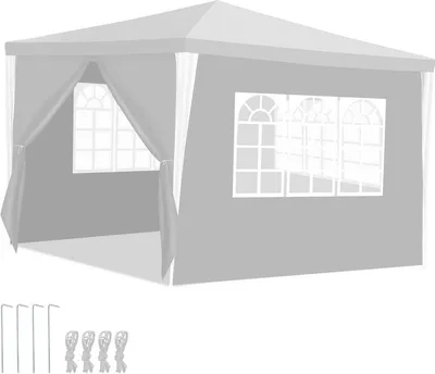 Produktbild von 3 x 3 m / 3 x 6m Garten Pavillon mit Seitenteilen wasserdichtes Zelt mit Spiralschläuchen und großen Fenstern, für Party Hochzeiten Camping