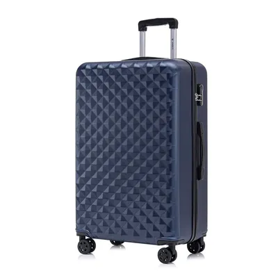 Produktbild von Koffer Trolley Reisekoffer Suitcase, Rollkoffer Handgepäck ,mit 4 Rollen360°, Hartschalenreisekoffer, Zahlenschloss, Weicher Gummigriff (XL,Dunkelblau