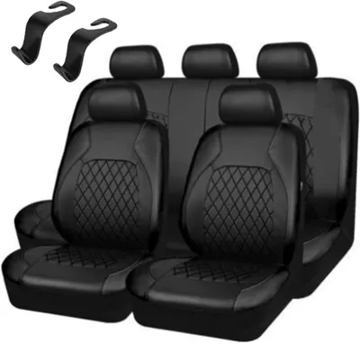 Obrázek produktu pro Sada potahů na sedadla do auta, umělá kůže, černá barva, 3 kusy, pro interiér automobilu
