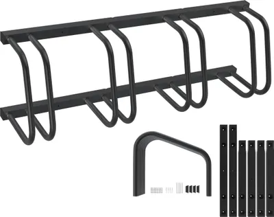 Produktbild von XINZI Fahrradständer Fahrrad ständerr Boden für 4 Fahrräder mit Reifenbreiten bis 65 mm Eisen Fahrradhalter Radständer, 37cm Abstand, Schwarz