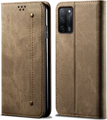 Obrázek produktu pro OPPO A55 5G Pouzdro, Kožené Peněženkové Pouzdro s Magnetickým Uzavíráním a Stojánkem pro OPPO A55 5G Khaki