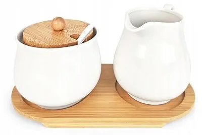 Zdjęcie produktu dla Zestaw do mleka i cukru porcelanowy czarny kawy z łyżeczką