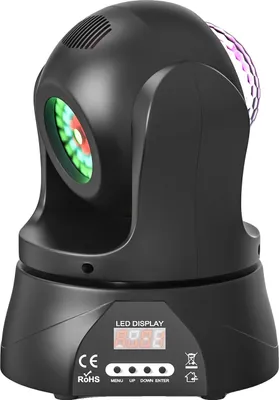Obrázek produktu pro Světlo s pohyblivou hlavou, technologie RGBW, ovládání DMX, černá barva, zástrčka EU
