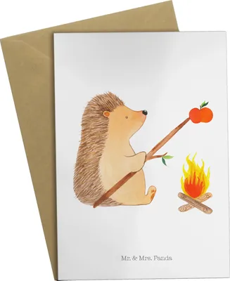 Produktbild von Mr. & Mrs. Panda neujahrskarte Igel Grillen - Weiß - Geschenk, Sinn Des Lebens, einladungskarten, weihnachtskarten, glückwunschkarten, Ziele, Motivation, Spruch