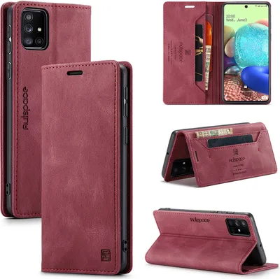 Image de Galaxy A71 Case, RetroPolyuréthaneLeather Case, Stand and Protective Case for Samsung Galaxy A71 Red