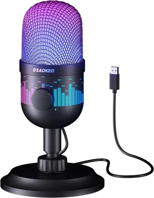 Produktbild von USB -Mikrofon, Aokeo -Gaming -Mikrofon -PC -Lautstärkeregler Studio, Podcast, Streaming, YouTube, PS5, PS4, Mac, Laptop
