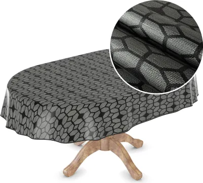 Produktbild von Tischdecke Wachstuch Premium Ornamente Grau Robust Wasserabweisend Oval Breite 140 cm Länge 240 cm