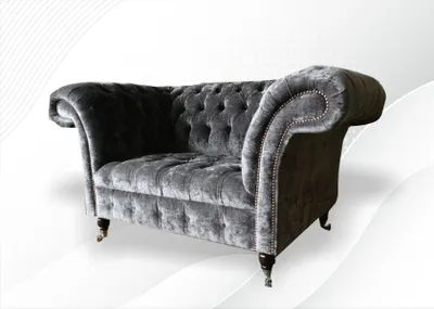 Immagine prodotto di Poltrona Chesterfield Divano Sedia Divano Relax Designer Soggiorno Velluto Grigio