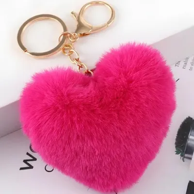 Image de Porte-clés Cœur en Peluche Rose - Élégance et Douceur KP41080