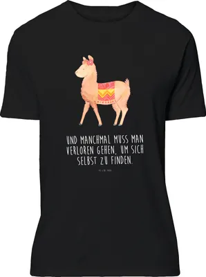 Produktbild von Mr. & Mrs. Panda Shirt Alpaka Stolz - Schwarz - Geschenk, Basic-Shirt, T-Shirt, mit Spruch, Lustiges, Lama, S, Tshirt