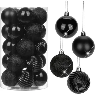 Immagine prodotto di Briful 6CM Palline di Natale, 25 Pezzi Palline Antirottura per Albero di Natale, Nero