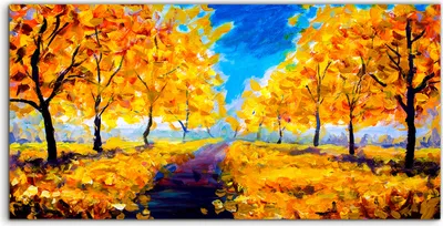 Produktbild von Coloray Canvas 100x50  Wandbild Leinwand Bilder Foto Gemälde Herbst gelb Laubpark