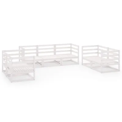 Produktbild von 7-tlg. Garten-Lounge-Set Weiß Massivholz Kiefer