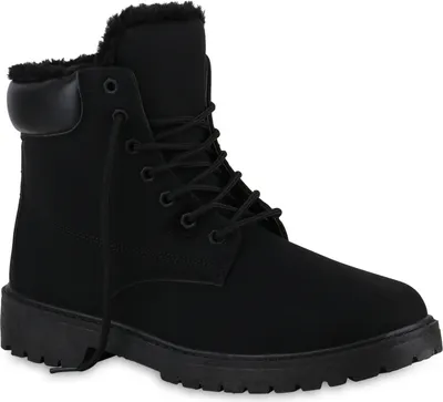 Produktbild von VAN HILL Herren Warm Gefütterte Worker Boots Bequeme Profil-Sohle Schuhe 840855, Farbe: Schwarz, Größe: 45