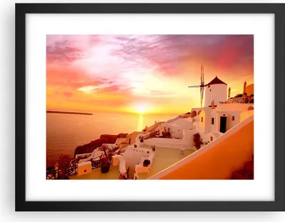 Produktbild von Gerahmtes Poster - Schwarzer Rahmen - Santorini Griechenland Urlaub - 40x30 cm - Wand Bild - Wanddeko - Wandbilder - Wandposter - Bilderrahmen - Bilder - Kunstdruck - Wandbild - P2BAA40x30-2691