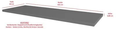Produktbild von Arbeitsplatte 165cm 38mm Anthrazit matt Küche Nessa Scandi Old Style Ava-AR Luna