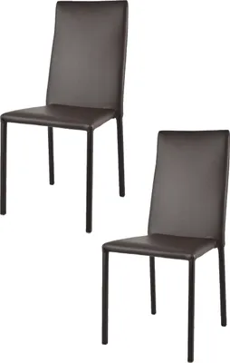 Produktbild von t m c s Tommychairs - Set von 2 stapelbaren Stühlen Modell Julia für Küche, Bar und Esszimmer, robustes Gestell aus Stahl, gepolstert und mit Kunstleder in der Farbe Moka bezogen