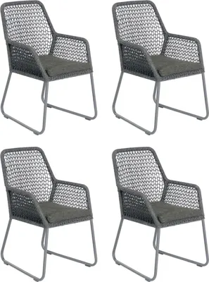 Produktbild von Sonnenpartner Poison 4er-Set Gartensessel Gartenstuhl Alu mit Polyrope dunkelgrau