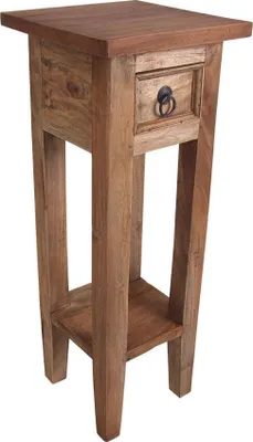 Immagine prodotto di Tavolino in mogano con cassetto 67 x 25 cm - naturale - tavolino da telefono in legno vintage - tavolino da fiori sgabello da fiori decorazione telefonica tavolino da fiori