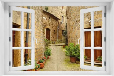 Produktbild von Wallario Poster mit Fenster-Illusion: Weg durch die Altstadt - Toskana in Italien, Größe: 100 x 150 cm