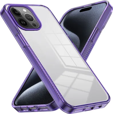 Produktbild von Hülle für iPhone 13 Pro Max Rutschfest Kristallklare Stoßfeste TPU Bumper Handyhülle Lila