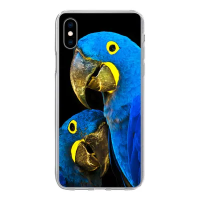 Produktbild von MuchoWow® Handyhülle Schutzhülle Hülle für iPhone Xs Papagei - Vogel - Federn - Blau Silikon Softcase Handy Hülle - Handytasche