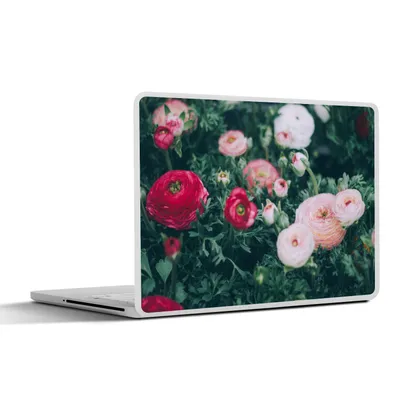 Produktbild von MuchoWow® Laptop Aufkleber Sticker Cover Blumen - Blätter - Rosa 30x21 cm - Sticker für Laptop - Selbstklebend