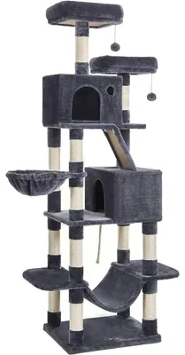 Immagine prodotto di Tiragraffi a torre XXL per gatti in peluche grigio fumo