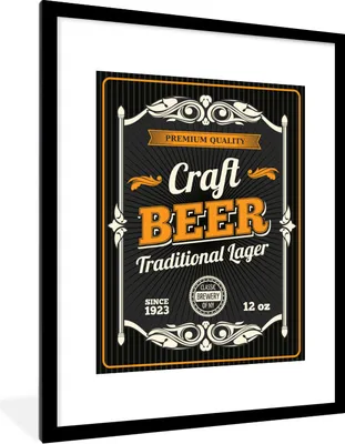 Produktbild von MuchoWow® MuchoWow® Gerahmtes Poster Mannshöhle - Bier - Vintage - Zitat 60x80 cm - Poster mit zchwarzem Bilderrahmen - Wohnzimmer - Dekorationen - Prämie