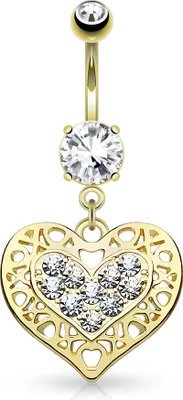 Produktbild von Bauchnabelpiercing Herz Heart Anhänger Strass Zirkonia Kristall Autiga® gold
