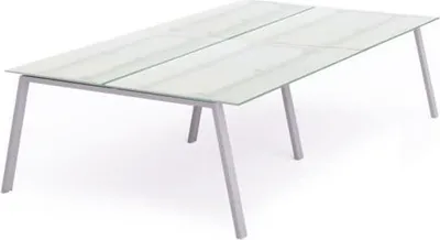 Produktbild von Mehrfacharbeitstisch Blanca BxTxH 360x163x73cm Gestell grau Platte Glas satiniert