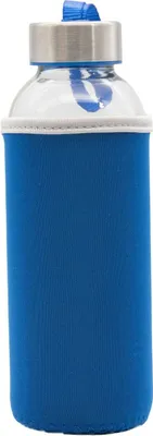 Produktbild von Trinkflasche Glasflasche Wasserflasche Neoprenhülle 400 ml Teeflasche Sportflasche Getränk Flasche Blau