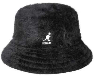 Kangol kuscheliger Angora Bucket-Hat mit Logo-Stick in schwarz