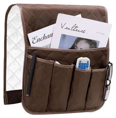 Armlehnorganizer, 5 Fächer, Polyester, 88x33 cm, Braun