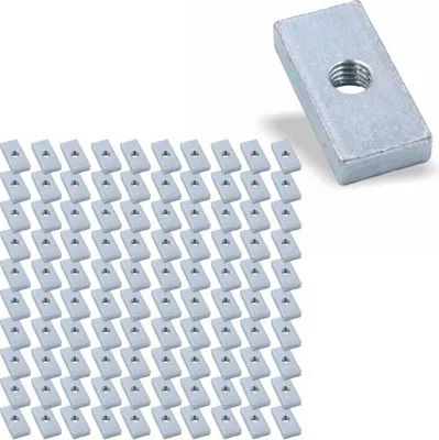 Produktbild von 100x Nutenstein | Gewindeplatte 25x12x5 mm M6 Gewinde mittig | Stahl galvanisch verzinkt