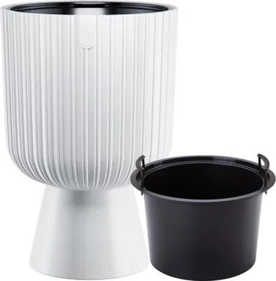 Produktbild von Keli Mika 30 runder Blumentopf auf einem Bein | Weiß