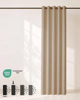 Produktbild von Verdunkelungsvorhang mit Ringen 140 x 270 cm, Beige/Sand, für Gardinenstange