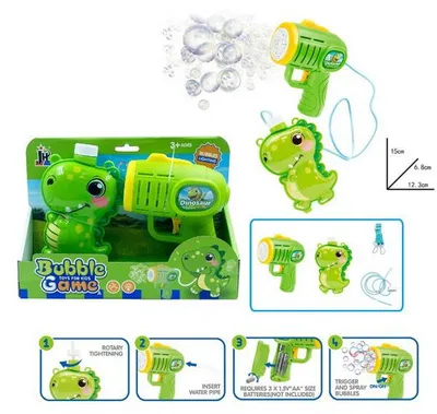Produktbild von Wiky Seifenblasenpistole, Dinosaurier-Design, elektrisch, 280 ml, mit Tank, für Kinder ab 3 Jahren