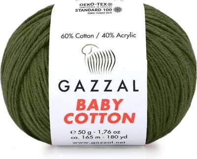 Produktbild von Gazzal Baby Baumwolle Kiefer, weiche hochwertige Kinderwolle, 50g für Strickfreude