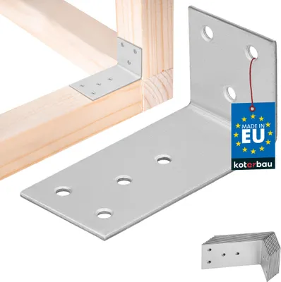 Obrázek produktu pro KOTARBAU® 12 ks. Úhelníková spojka 40 x 80 x 40 mm pozinkovaná ocel stříbrná těžký úhelníková spojka nosníku nábytek úhelníková spojka dřevo úhelníková spojka police úhelníková spojka kov stabilní odolný ocelový úhelník