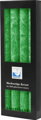 Produktbild von Stabkerzen aus Stearin, 22/250 mm, Grün, KERZENFARM HAHN, Brenndauer ca. 10h, 4 Stück pro Verpackung