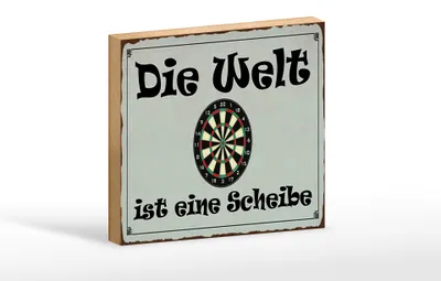 Produktbild von Holzschild Spruch 18x12cm Darts die Welt ist eine Scheibe