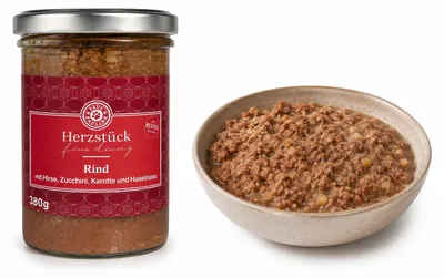 Produktbild von Paul & Paulina Herzstück Rind 380g Glas mit Hirse, Zucchini und Haselnuss