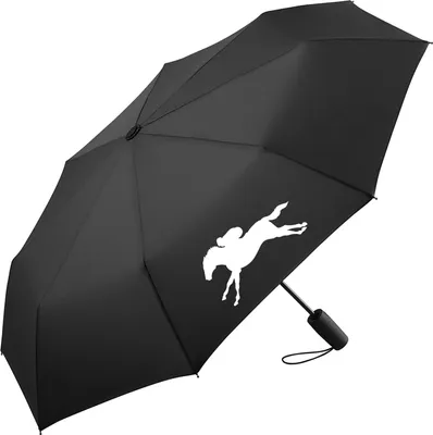 Produktbild von Huuraa Regenschirm Pferderennen Silhouette 98cm Schwarz Sturmfest Taschenschirm Geschenkidee